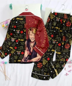 bon jovi black button down pajamas set