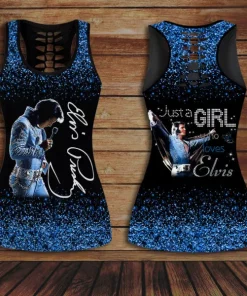 elvis presley charcoal black leggings tank set2