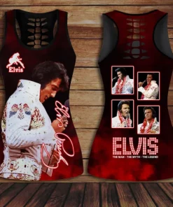 elvis presley hollow tank top leggings set2