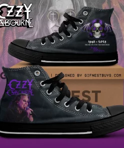 ozzy osbourne high top canvas sneakers rock merch shoes fan gear