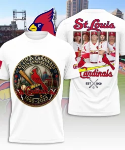 st louis cardinals 125th anniversary white 3d hoodie tshirt 2