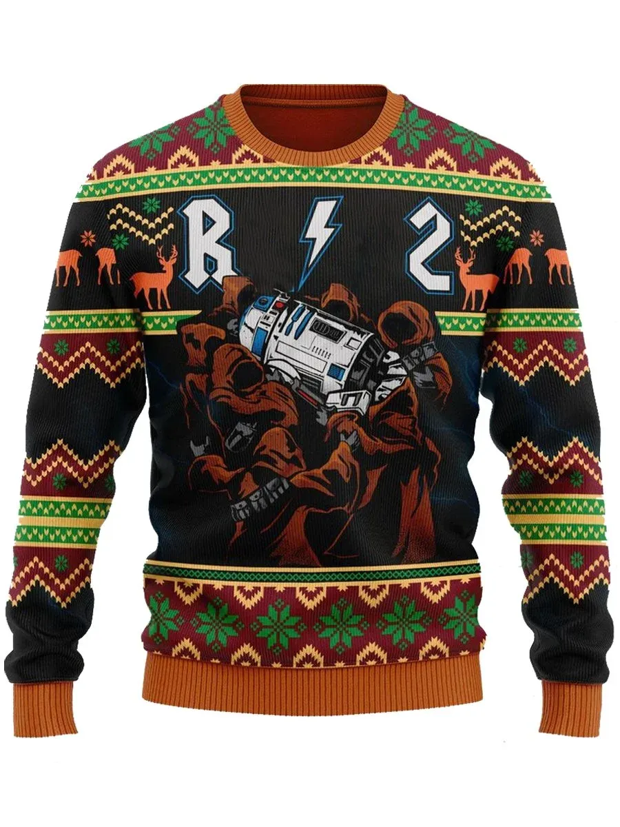 black brown r2 droid christmas sweater