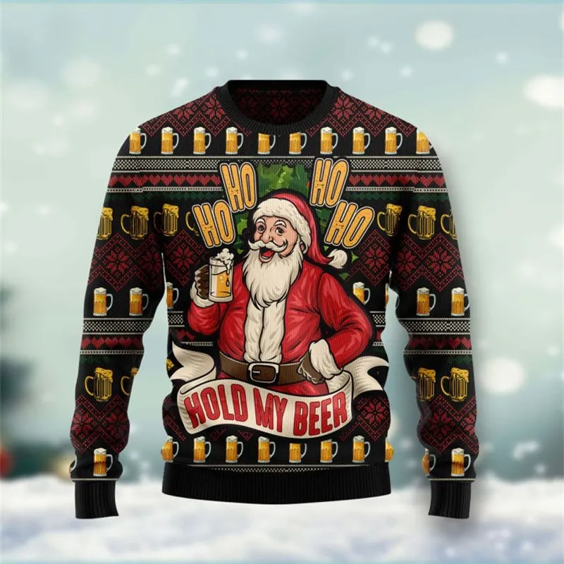 black red santa hold my beer christmas sweater