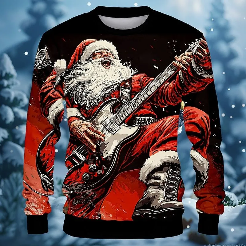 black red santa rock christmas sweatshirt