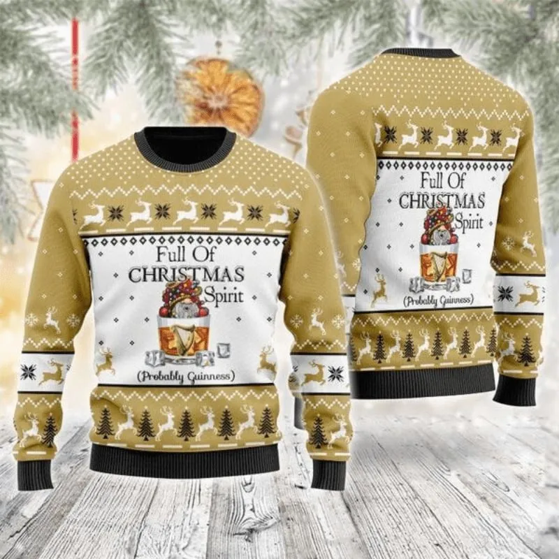 gold white full of christmas spirit sweater