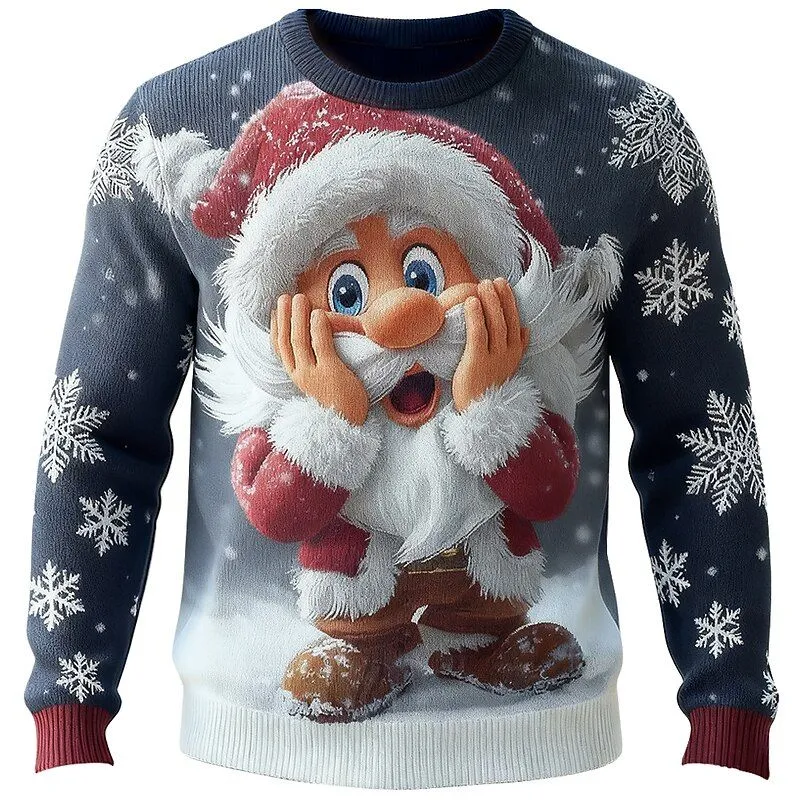 navy blue 3d santa surprise christmas sweater