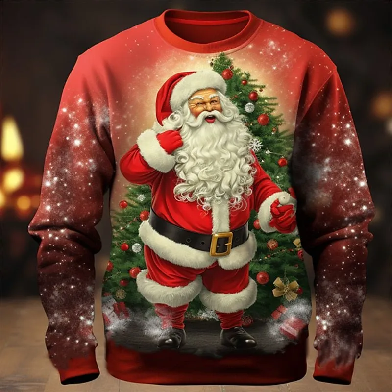 red 3d santa christmas sweatshirt