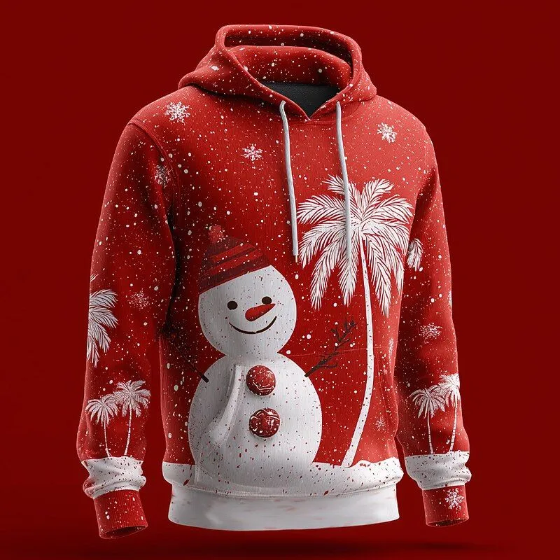 red christmas snowman 3d hoodie