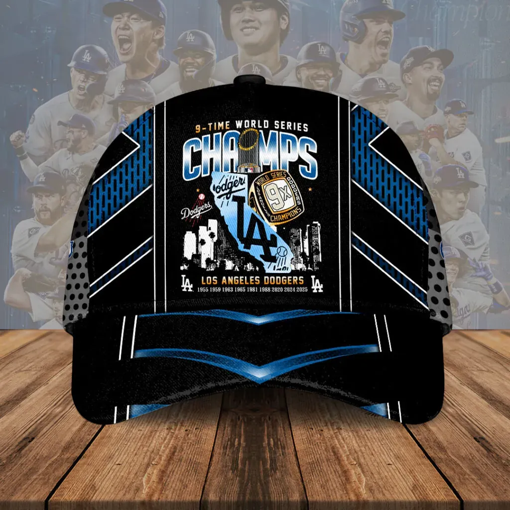 los angeles dodgers 9x champions 3d cap black blue (1)