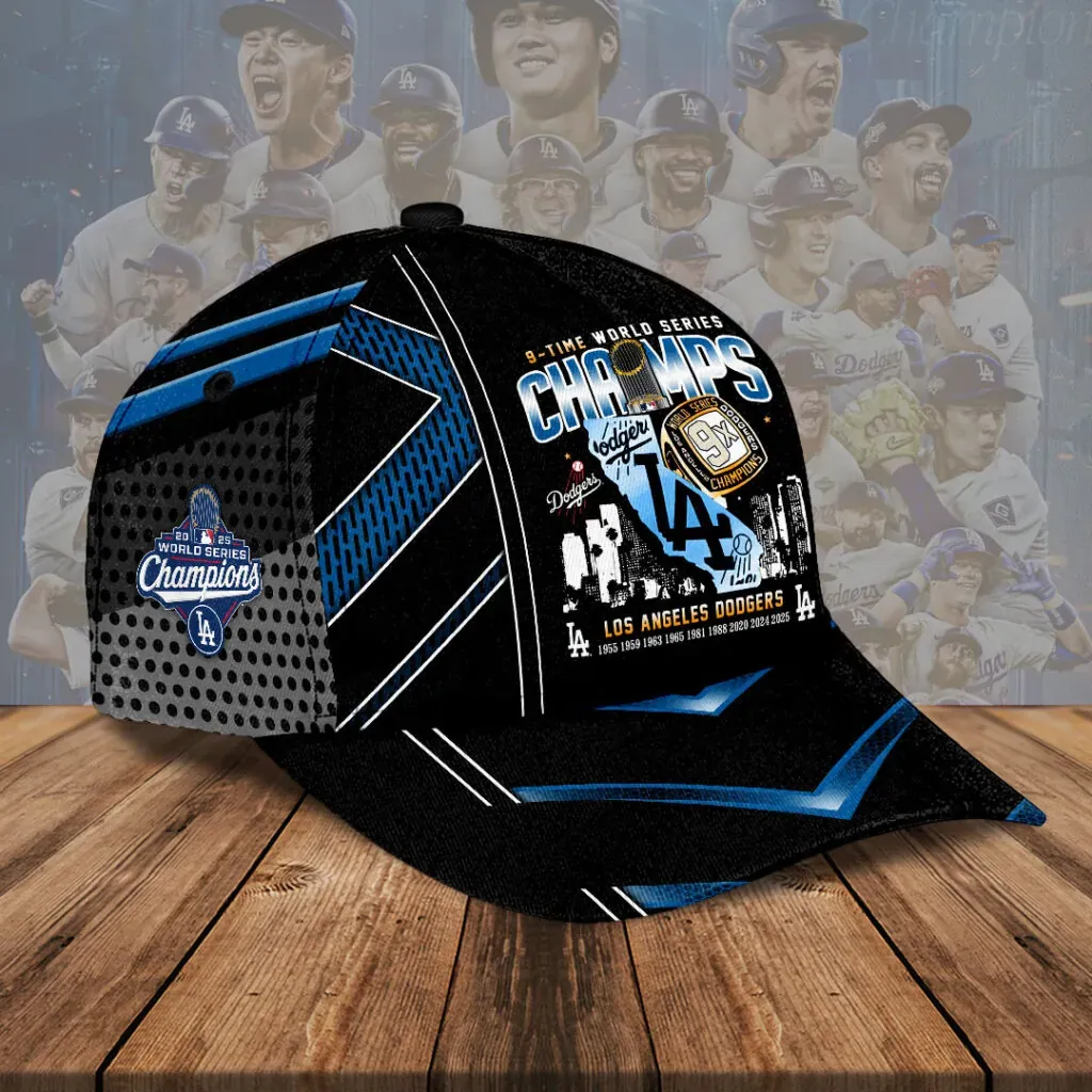 los angeles dodgers 9x champions 3d cap black blue (2)
