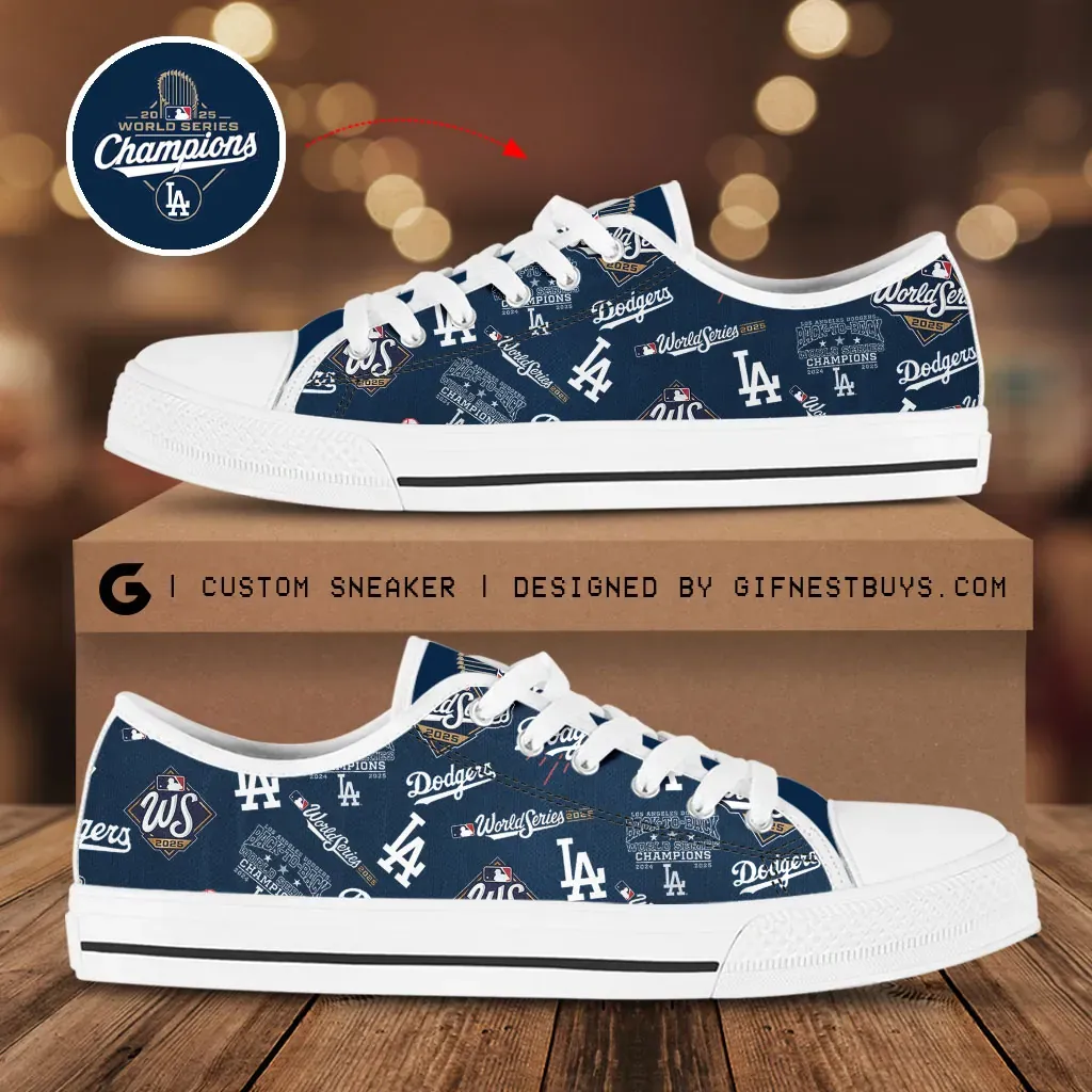 navy white low top sneakers la print
