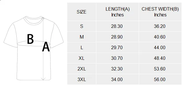 t shirt size chart