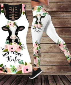 cow print tank top leggings white black 2