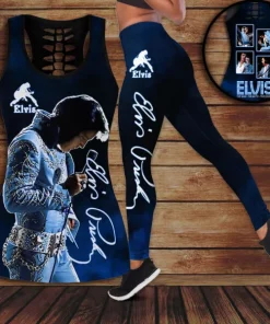 elvis presley blue tank top leggings set2