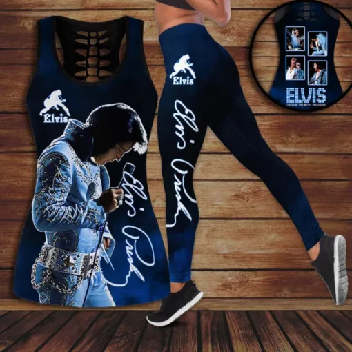 elvis presley blue tank top leggings set2