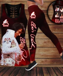 elvis presley hollow tank top leggings set1