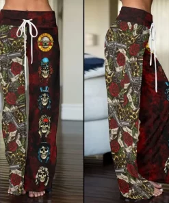 guns n roses high waisted straight leg trousers