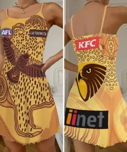 hawthorn fc yellow 3d strappy swing dress