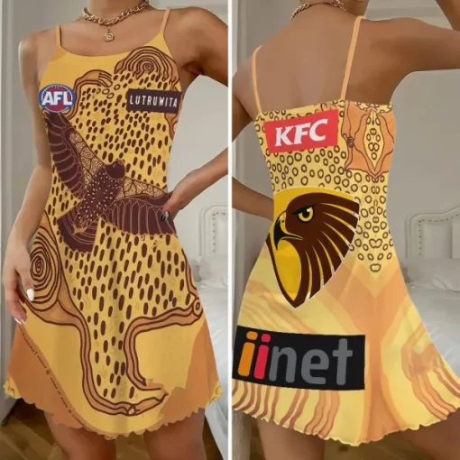 hawthorn fc yellow 3d strappy swing dress