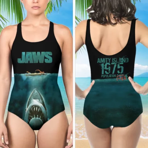 jaws 3d one piece swimsuit women summer beachwear