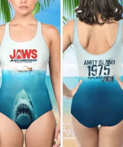 jaws 3d shark one piece swimsuit for women