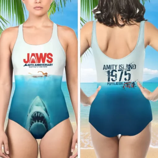 jaws 3d shark one piece swimsuit for women