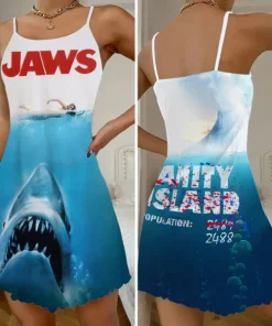 jaws 3d strappy swing dress