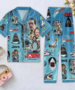 jaws button down pajamas set