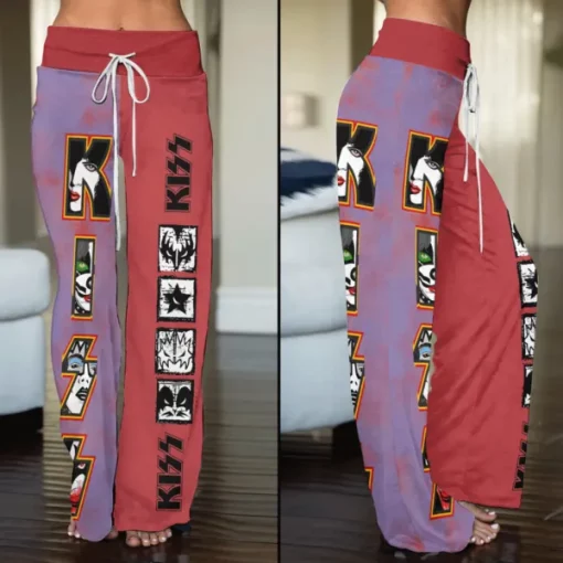 kiss band high waisted straight leg trousers