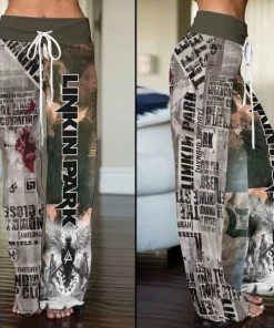 linkin park high waisted straight leg trousers
