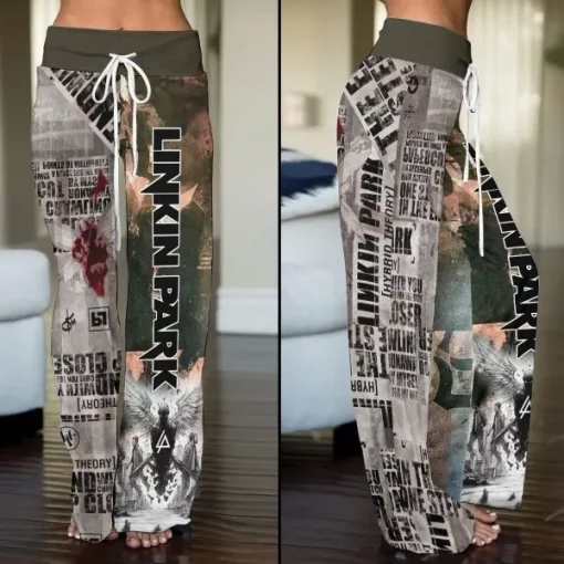 linkin park high waisted straight leg trousers