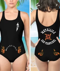 met band one piece swimsuit black purple