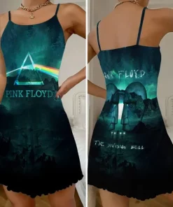 pink floyd 3d strappy swing dress