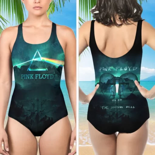 pink floyd one piece swimsuit retro rock style