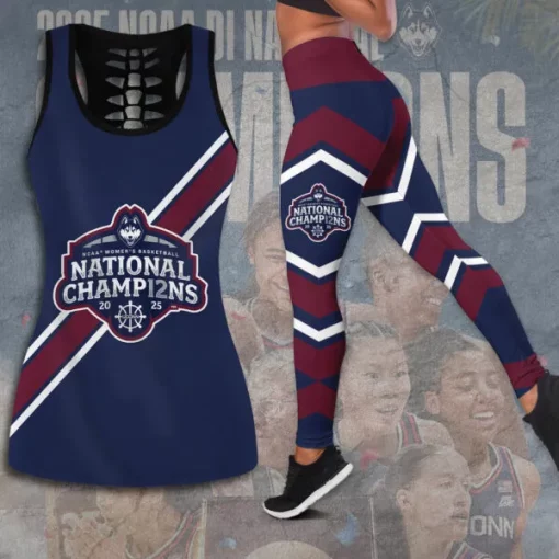uconn huskies womens white navy basketball tank leggings 1