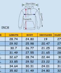 hoodie size chart 1