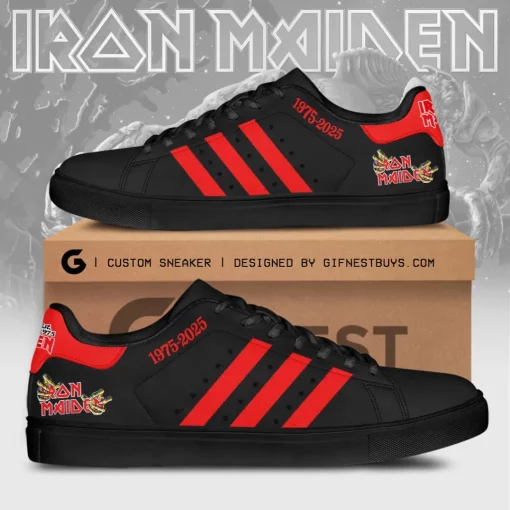 iron maiden black red low top sneaker