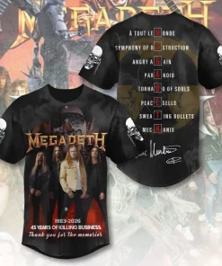 megadeth 3d baseball jersey black red streetwear