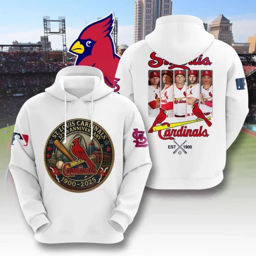 st louis cardinals 125th anniversary white 3d hoodie tshirt 1