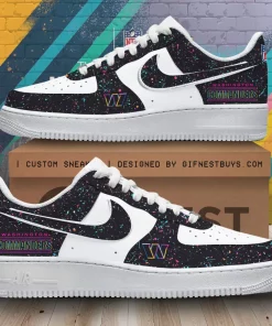 washington commanders black white low top sneakers 3d style with team spirit