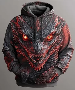 3d dragon face print hoodie 1
