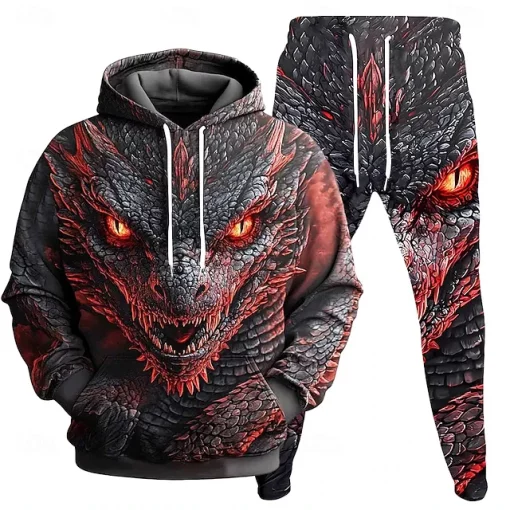 3d dragon face print hoodie 2 1