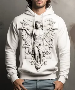 3d jesus sculpture print hoodie