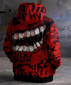 3d red evil smile hoodie 2