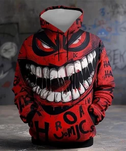 3d red evil smile hoodie