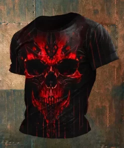3d red skull t shirt