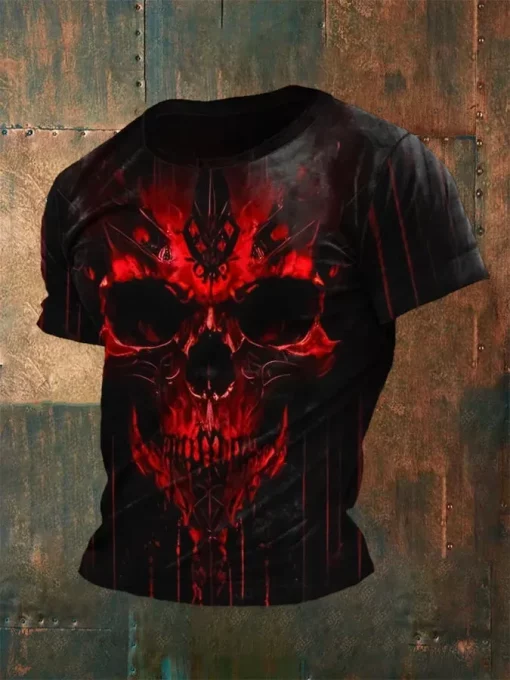 3d red skull t shirt