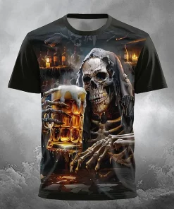 3d skeleton beer t shirt