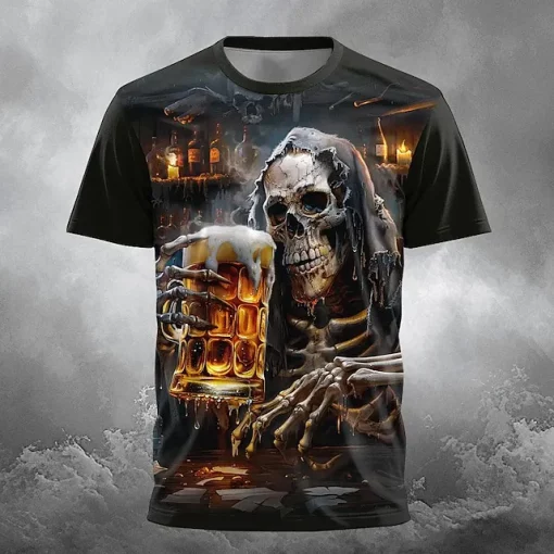 3d skeleton beer t shirt