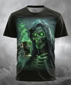 3d skeleton green glow t shirt